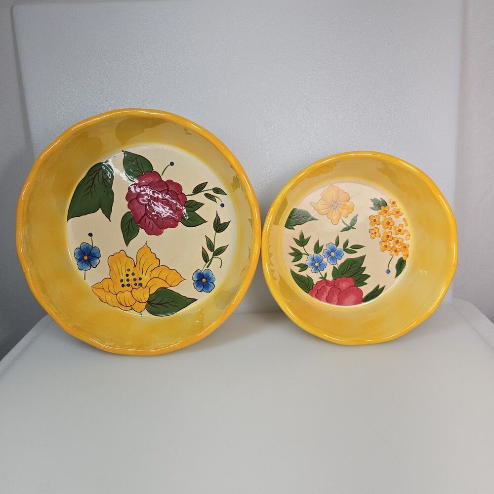 VTG Floral Blossom Temp-tations by Tara Oven Casserole Dish Set 2 Pc Farmhouse